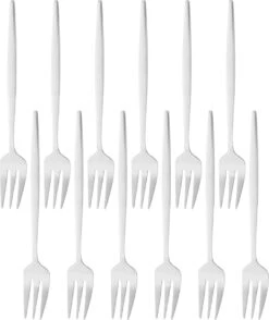 House Of Husk® Zilveren Gebaksvorkjes - Dessertvorken - Taartvorkjes - Cocktailvorken - Klein Vorkjes - 12 Stuks - RVS - 14cm