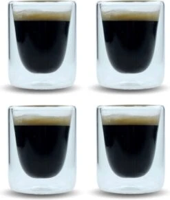 Orange85 Espresso Glazen - Set Van 4 - Kopjes - Dubbelwandig - Glas - 80ml - 5.5 X 7.5 Cm - Koffiekopjes -Huishoudelijk Serviesgoed 1020x1200 1