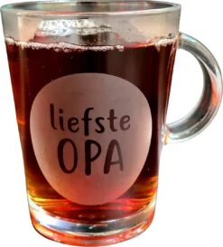 Theeglas Liefste Opa - Vaderdag Cadeau - Glas Cadeautje