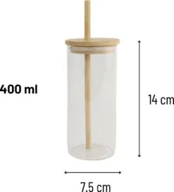 Orange85 Drinkglazen - Met Bamboo Deksel En Rietje - 2 Stuks - 400 Ml - Waterglazen -Huishoudelijk Serviesgoed 1089x1200 1