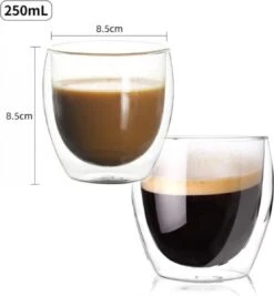 Dubbelwandige Glazen - 250 Ml - 4 Stuks - Koffieglazen - Theeglas - Cappuccino Glazen - Latte Macchiato Glazen -Huishoudelijk Serviesgoed 1110x1200