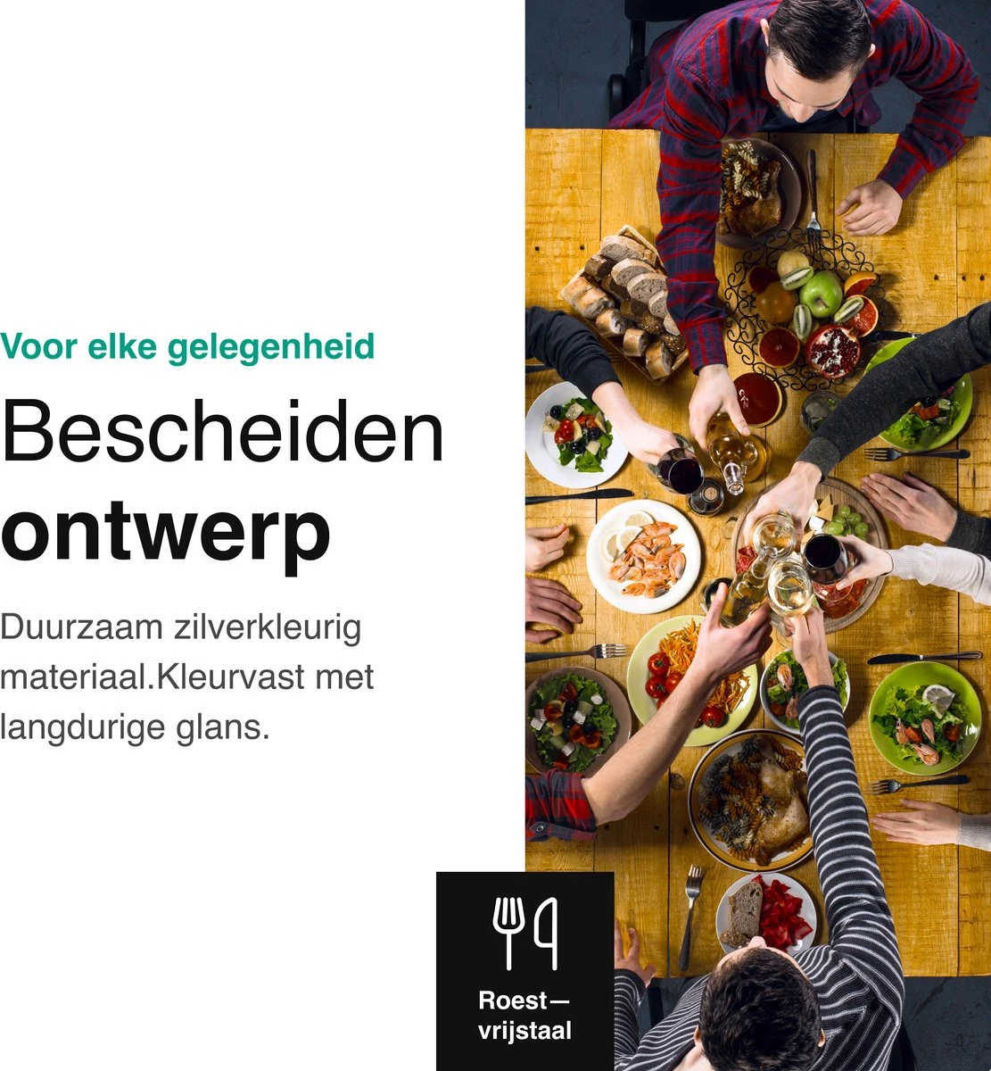 Vivid Green Bestekset (36-delig) - Bestek Set 6 Persoons - Lepels, Messen, Vorken En Steakmessen - Vaatwasserbestendig - RVS 4 Vivid Green Bestekset (36-delig) - Bestek Set 6 Persoons - Lepels, Messen, Vorken En Steakmessen - Vaatwasserbestendig - RVS - Afbeelding 4