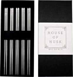 House Of Husk Chopsticks Set - Koreaanse Eetstokjes - Vaatwasserbestendig - RVS - 5 Paar - Zilver