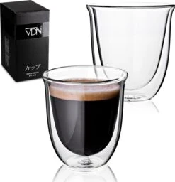 Dubbelwandige Theeglazen Koffieglazen - Cappuccino Glazen - Warme En Koude Dranken Mokken Dubbelwandig - 250 ML - Set Van 2 - VDN