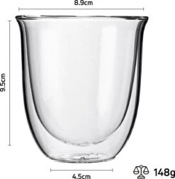 Dubbelwandige Theeglazen Koffieglazen - Cappuccino Glazen - Warme En Koude Dranken Mokken Dubbelwandig - 250 ML - Set Van 2 - VDN -Huishoudelijk Serviesgoed 1170x1200