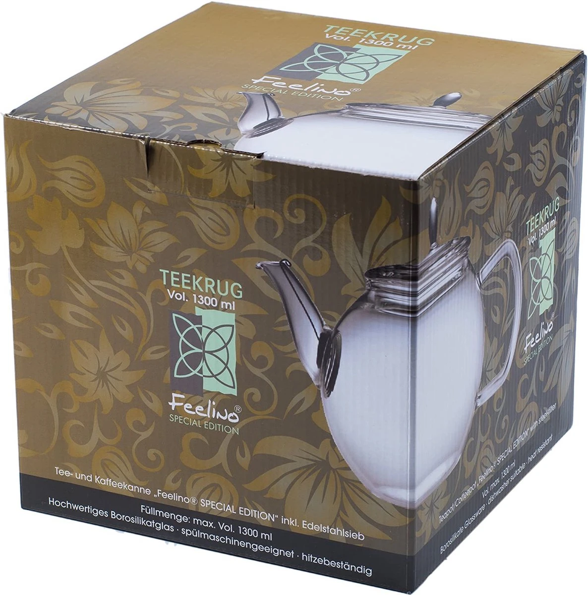 Feelino 1300 Ml Thee- En Koffiepot Met Zeef In Tuit En Glazen Deksel, Ideaal Voor 2 Personen, Special Edition Vaatwasmachinebestendig, Hittebestendig, Hoogwaardig Borosilicaatglas 5 Feelino 1300 Ml Thee- En Koffiepot Met Zeef In Tuit En Glazen Deksel, Ideaal Voor 2 Personen, Special Edition Vaatwasmachinebestendig, Hittebestendig, Hoogwaardig Borosilicaatglas - Afbeelding 5