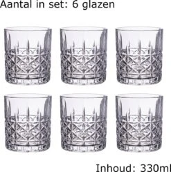 Luxe Drinkglazen - Whiskey Glazen - Cocktail Glazen - Cocktailglazen - Waterglazen - 330ML - 6 Stuks -Huishoudelijk Serviesgoed 1190x1200 5