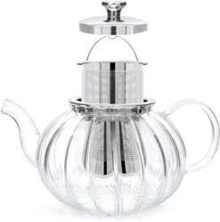 Glazen Theepot Met Filter (RVS) - 1.2 Liter - Pompoen Design - Thee Infuser – Borosilicaat – Anti-druppel Tuit -Huishoudelijk Serviesgoed 1191x1200 10
