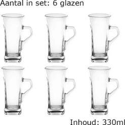 Luxe Latte Macchiato Glazen - Irish Coffee Glazen - Latte Glazen - 330 ML - 6 Stuks -Huishoudelijk Serviesgoed 1193x1200 8