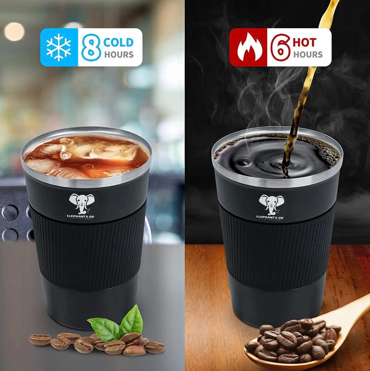 Elephant & Co Dubbelwandige Reisbeker - Koffie To Go - Duurzaam - Herbruikbaar - 380ml - 3 Elephant & Co Dubbelwandige Reisbeker - Koffie To Go - Duurzaam - Herbruikbaar - 380ml - - Afbeelding 3