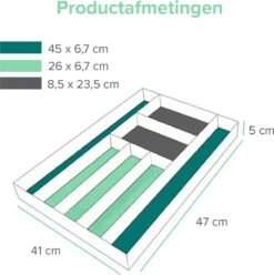Bamboe Bestekbak Van Coninx 41x47cm | Besteklade | Bestekhouder | Opbergbak | Duurzaam | Voor Laden Van 47cm Diep -Huishoudelijk Serviesgoed 1195x1200 4