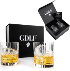 Kristal Superior Whiskey Glazen Set In Luxe Geschenkdoos By GDLF® - Whiskey Set - Hoogwaardig 100% Lood-Vrij Kristal - Made In Europa - Luxe Waterglazen - Gin Tonic Glazen - Cocktailglazen - Likeurglazen - Whisky Glazen - Cadeau Voor Man & Vrouw