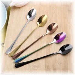 Fako Bijoux® - 6 Lange Lepels - Latte Macchiato - Longdrink - Cocktail - Dessert - IJs - Koffie - Goud - 6 Stuks - Bewaarzakje -Huishoudelijk Serviesgoed 1196x1200 5