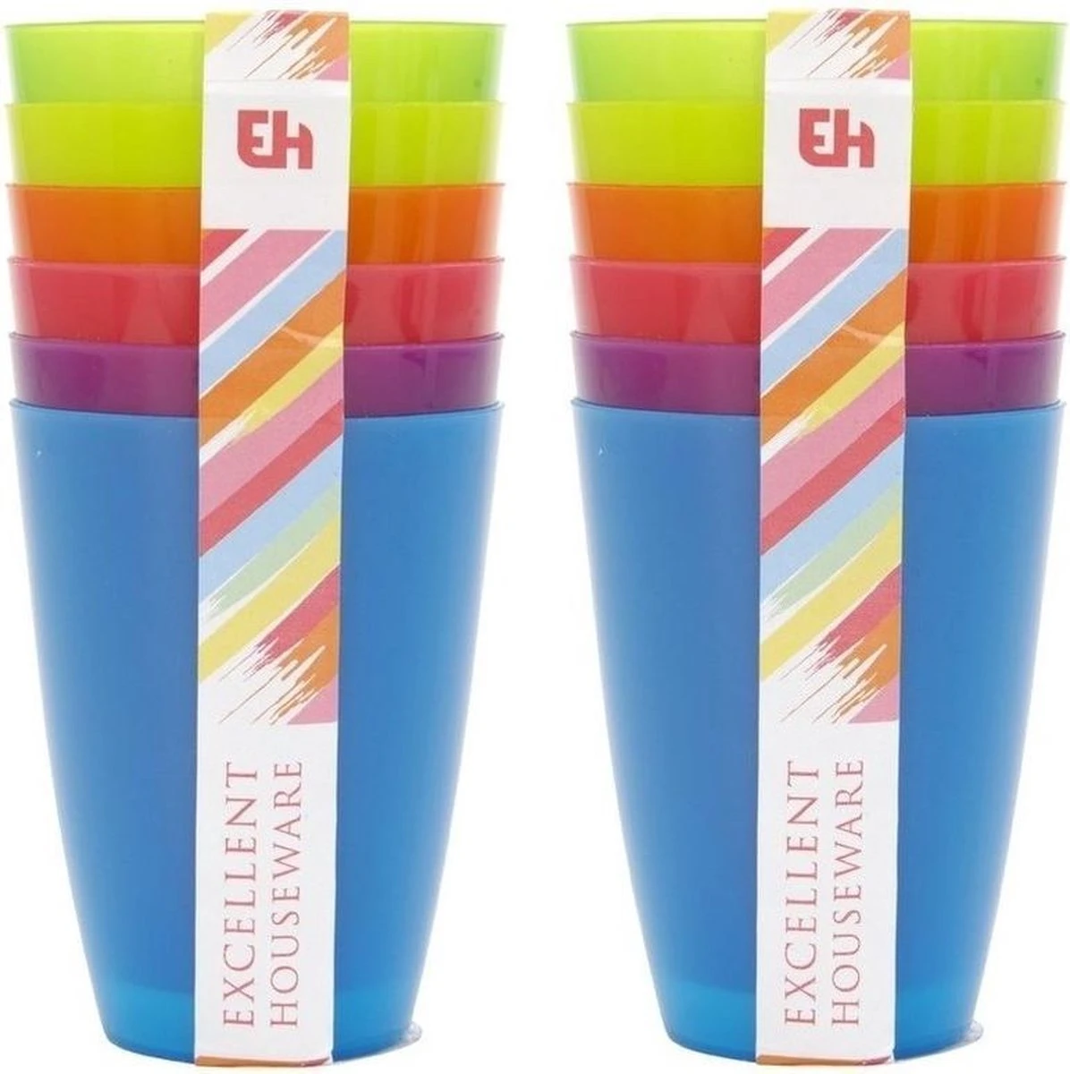 Merkloos 12x Gekleurde Drinkbekers/mokken Kunststof 10 Cm - Limonade Bekers - Campingservies/picknickservies 1 Merkloos 12x Gekleurde Drinkbekers/mokken Kunststof 10 Cm - Limonade Bekers - Campingservies/picknickservies