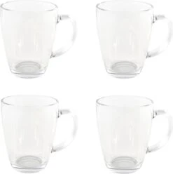 Merkloos 4x Stuk Theeglazen/koffieglazen Bolvormig 350 Ml - 35 Cl - Thee/koffie Drinken - Glazen Voor Thee En Koffie