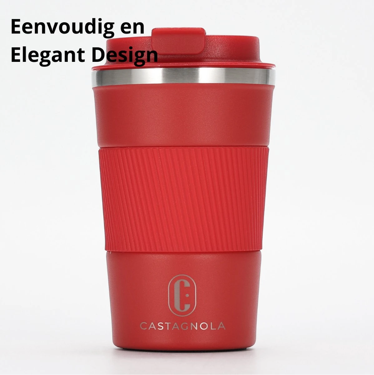 Castagnola Design RVS Koffiebeker To Go - Rood - 380ml - Thermosbeker - Theebeker 2 Castagnola Design RVS Koffiebeker To Go - Rood - 380ml - Thermosbeker - Theebeker - Afbeelding 2