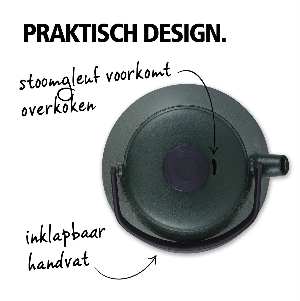 BRABANTIA T-TIME Donkergroene Theepot - Gietijzer - 0,7 L - Inclusief Zeefje 3 BRABANTIA T-TIME Donkergroene Theepot - Gietijzer - 0,7 L - Inclusief Zeefje - Afbeelding 3