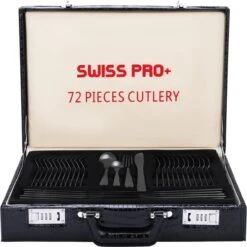 Swiss Pro+ Bestekset In Koffer-72 Delig-12 Persoons-Zwitsers Kwaliteit-Complete Set-100% Roestvrijstaal- Zwart -Huishoudelijk Serviesgoed 1198x1200 6