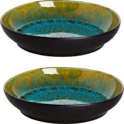 Palmer Bord Diep Lotus 21 Cm Zwart Turquoise Stoneware 2 Stuk(s) -Huishoudelijk Serviesgoed 1199x1200 7