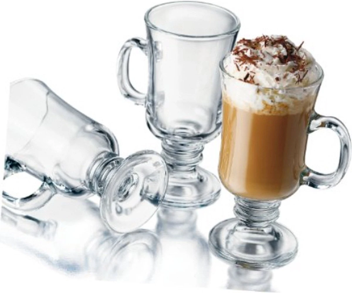 Irish Coffee – Koffieglazen – Luxe Latte Macchiato Glazen Op Voet Met Handvat - Set Van 4 - 240 Ml 3 Irish Coffee – Koffieglazen – Luxe Latte Macchiato Glazen Op Voet Met Handvat - Set Van 4 - 240 Ml - Afbeelding 3