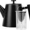 Castagnola Theepot Met Filter – Theekan – Theepot Dubbelwandig – Theepot Roestvrijstaal – Hoogwaardig RVS – 1 Liter – 5 Kopjes Thee – Zwart