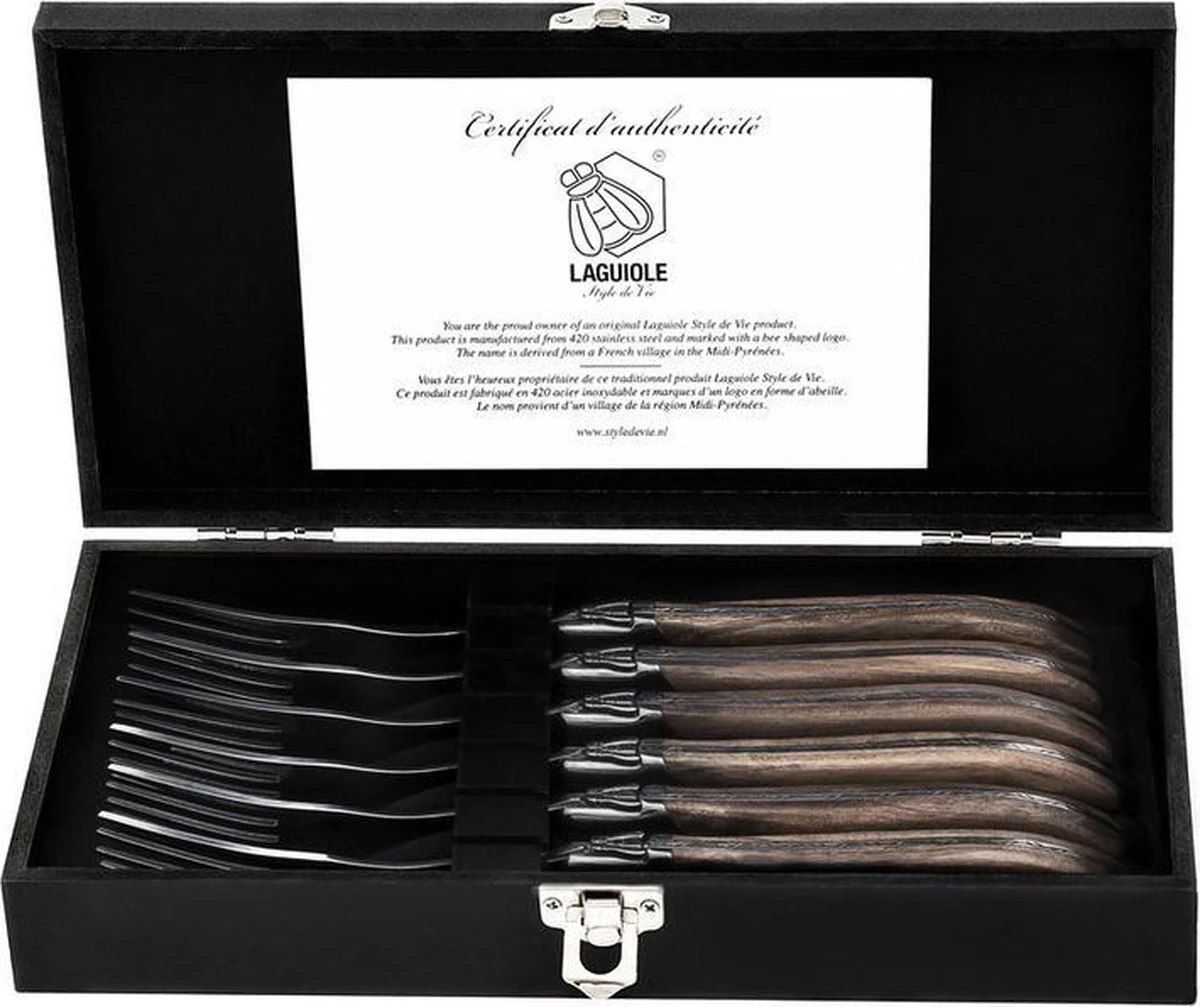 Laguiole Style De Vie Vorken Luxury Line - 6-delig - Olijfhout 12 Laguiole Style De Vie Vorken Luxury Line - 6-delig - Olijfhout - Afbeelding 12