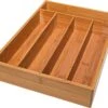 Merkloos Bamboehouten Bestekbak - 5 Compartimenten - 25 X 35 X 6 Cm. - Organizer - 5 Vaks