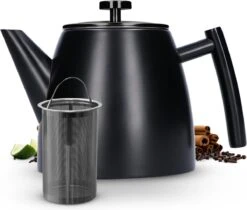Vaja® Camille Theepot Zwart Met Filter - 1 Liter - RVS - Dubbelwanding -Huishoudelijk Serviesgoed 1200x1022 6