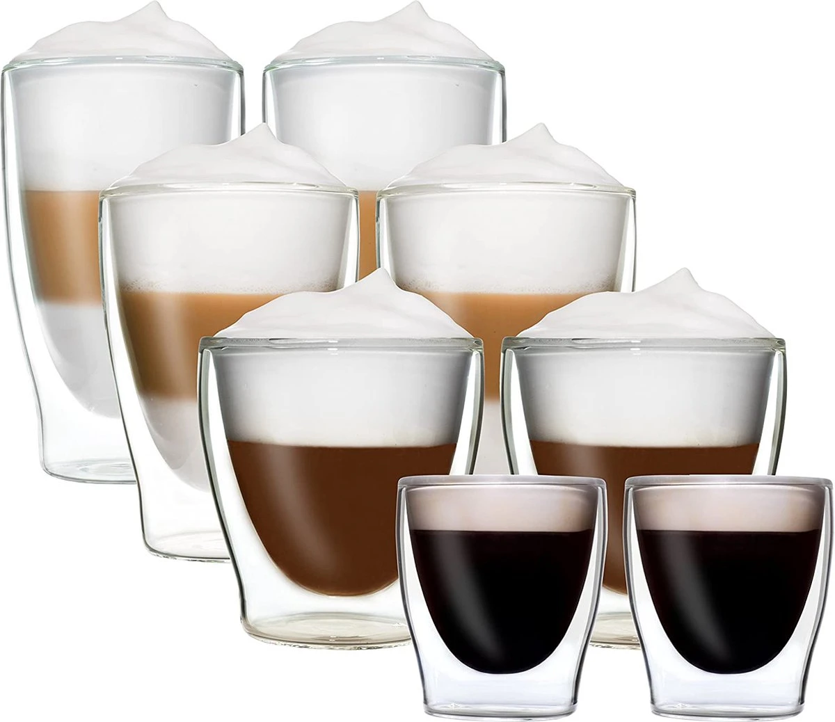 DUOS Gläser 2x (80, 200, 310, 400ml) - Feelino Dubbelwandige Glazen/thermoglazen/theeglazen/koffieglazen Met Zweefeffect Houden Dranken Langer Warm En Langer Koud 1 DUOS Gläser 2x (80, 200, 310, 400ml) - Feelino Dubbelwandige Glazen/thermoglazen/theeglazen/koffieglazen Met Zweefeffect Houden Dranken Langer Warm En Langer Koud