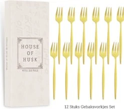 House Of Husk® Gouden Gebaksvorkjes - Dessertvorken - Taartvorkjes - Cocktailvorken - Klein Vorkjes - 12 Stuks - RVS - 14cm -Huishoudelijk Serviesgoed 1200x1049 2