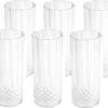 Merkloos 6x Stuks Herbruikbare Kunststof Longdrinkglazen 400 Ml Met Kristaleffect