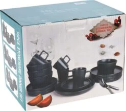 Homecookingchef Serviesset - Mat Zwart - 16-delig - Sterk Aardewerk -Huishoudelijk Serviesgoed 1200x1055 1