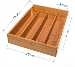 Merkloos Bamboehouten Bestekbak - 5 Compartimenten - 25 X 35 X 6 Cm. - Organizer - 5 Vaks -Huishoudelijk Serviesgoed 1200x1068 2