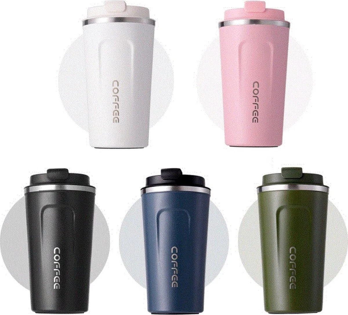 Koffiebeker To Go - RVS Thermosbeker - Drinkfles - Herbruikbare Koffiebeker - 500 Ml - Wit 1 Koffiebeker To Go - RVS Thermosbeker - Drinkfles - Herbruikbare Koffiebeker - 500 Ml - Wit