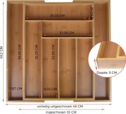 KitchenBrothers Bestekbak - Verstelbare Besteklade - 30 Tot 44.5cm - Bamboehout -Huishoudelijk Serviesgoed 1200x1086 1