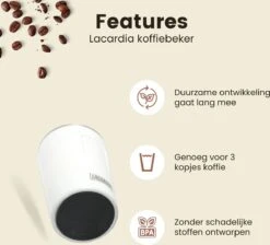 LaCardia Koffiebeker To Go Premium Wit – Thermosbeker – Theebeker – 380ML – Herbruikbaar -Huishoudelijk Serviesgoed 1200x1088 2