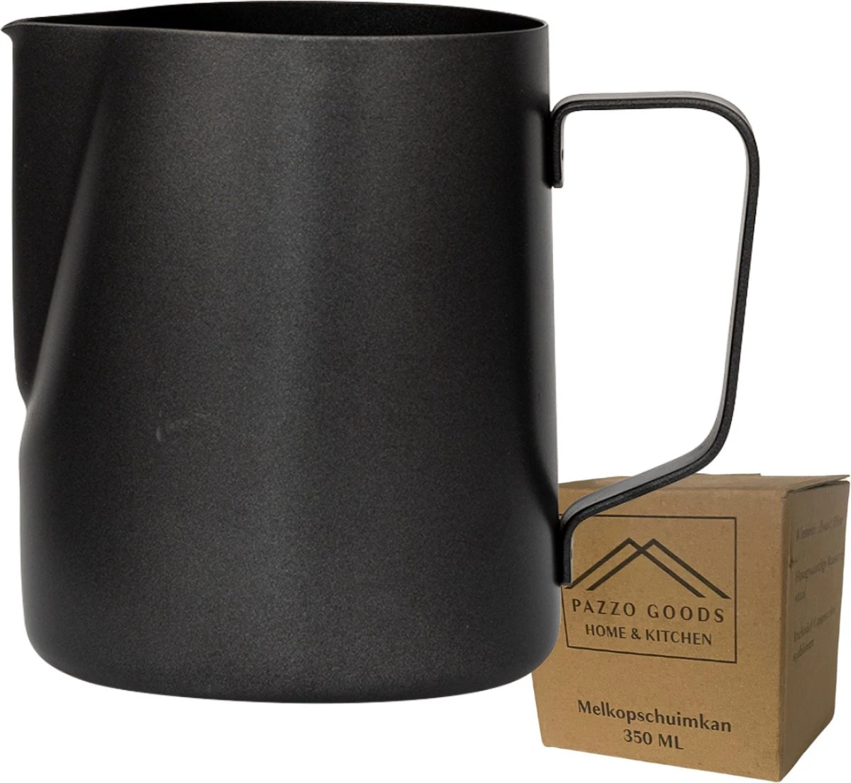 Merkloos Pazzo Goods - Melkkan - Melkkannetje Opschuim - Zwart - 350 Ml - Premium Kwaliteit - RVS - 1 Merkloos Pazzo Goods - Melkkan - Melkkannetje Opschuim - Zwart - 350 Ml - Premium Kwaliteit - RVS -