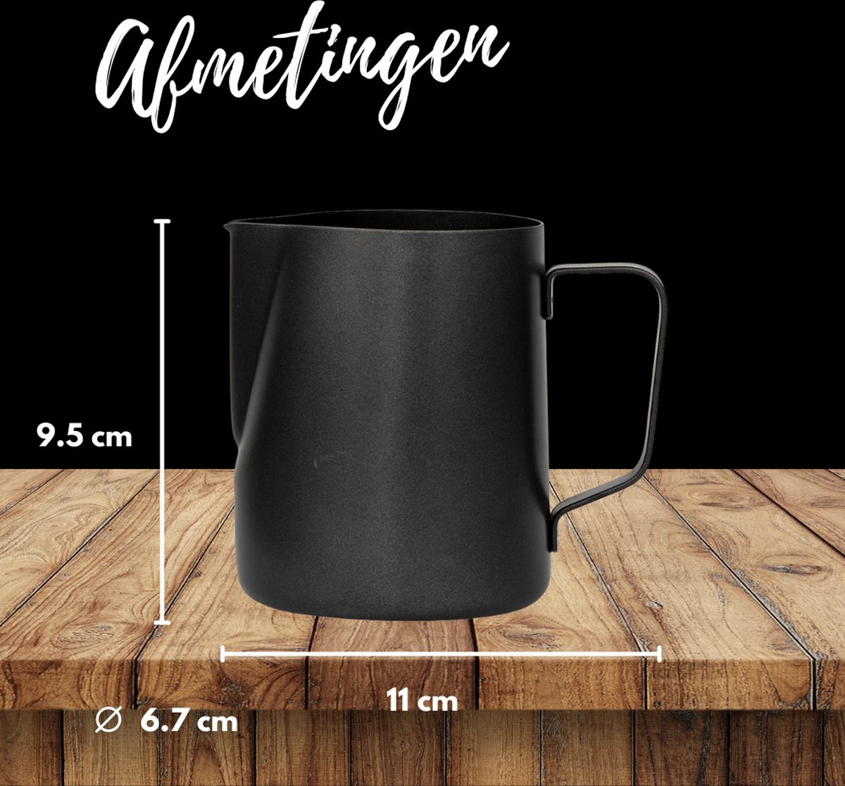 Merkloos Pazzo Goods - Melkkan - Melkkannetje Opschuim - Zwart - 350 Ml - Premium Kwaliteit - RVS - 6 Merkloos Pazzo Goods - Melkkan - Melkkannetje Opschuim - Zwart - 350 Ml - Premium Kwaliteit - RVS - - Afbeelding 6