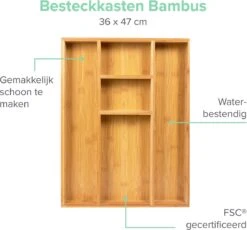 Coninx Bestekbak Bamboe 36CM Breed - Besteklade - Opbergbak - Duurzaam - Voor Laden Vanaf 47cm Diep -Huishoudelijk Serviesgoed 1200x1118