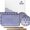 Tokyo Design Studio Nippon Blue Sushiserviesset - Porselein - 6 Delig - 2 Persoons