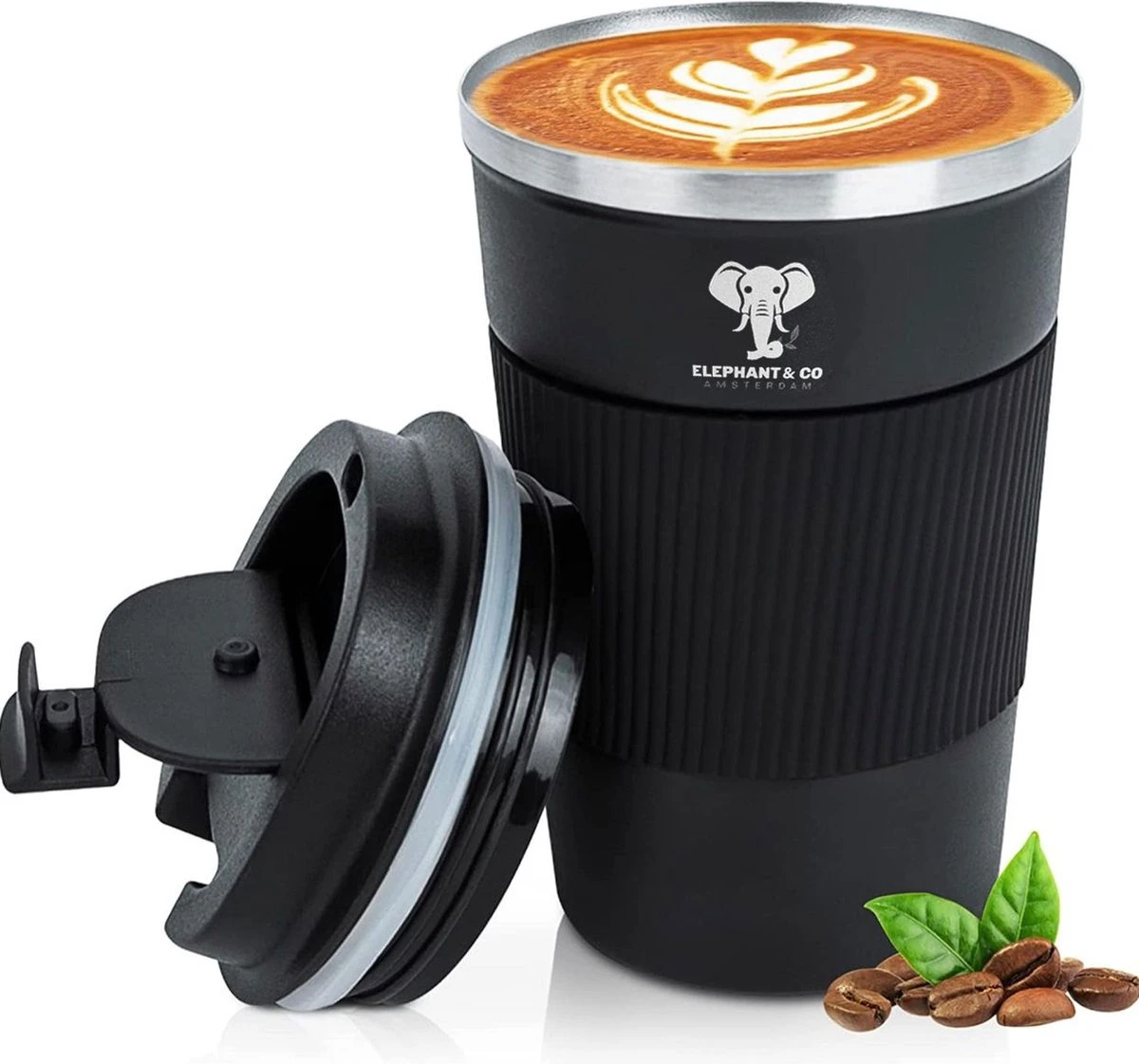 Elephant & Co Dubbelwandige Reisbeker - Koffie To Go - Duurzaam - Herbruikbaar - 380ml - 1 Elephant & Co Dubbelwandige Reisbeker - Koffie To Go - Duurzaam - Herbruikbaar - 380ml -