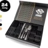 LaCardia Bestekset Glans Zwart – 24-delig Bestek – 6 Persoons – Bestek Zwart Voor 6 Personen