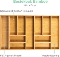 Grote Bestekbak Bamboe 81x47CM - Coninx Besteklade - Opbergbak - Duurzaam - Bamboe - Voor Laden Vanaf 47cm Diep -Huishoudelijk Serviesgoed 1200x1140