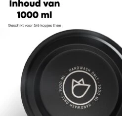 Vatten® - Premium RVS Theepot - Incl. RVS Theefilter - 1L - Zwart - Dubbelwandig -Huishoudelijk Serviesgoed 1200x1143 6