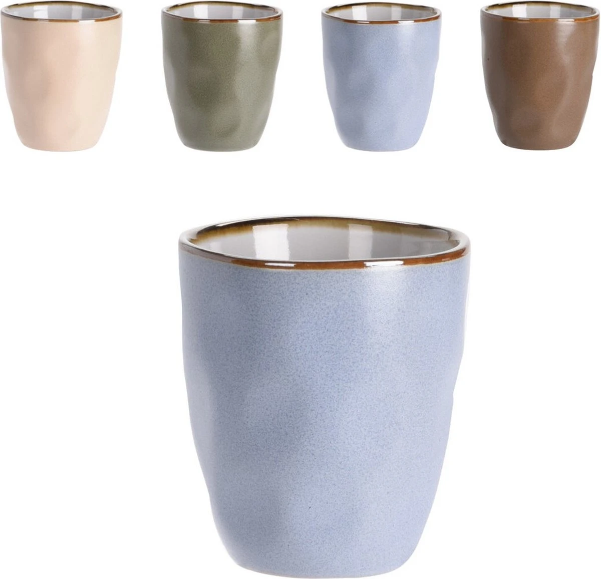 Excellent Houseware Set Van 4x Stuks Luxe Gekleurde Stoneware Bekers/koffiekopjes 280 Ml - Kopjes/koffiebekers 1 Excellent Houseware Set Van 4x Stuks Luxe Gekleurde Stoneware Bekers/koffiekopjes 280 Ml - Kopjes/koffiebekers