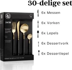 LuZana - Bestek Set Goud - 30-delig - Bestekset 6 Persoons - Goud/zwart - Bestek - Borden - Bestekset Zwart 13 LuZana - Bestek Set Goud - 30-delig - Bestekset 6 Persoons - Goud/zwart - Bestek - Borden - Bestekset Zwart -Huishoudelijk Serviesgoed 1200x1161