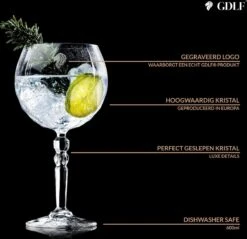 GDLF® Gin Tonic Glazen Set In Een Luxe Geschenkdoos - Incl. Zwarte RVS Maatbeker 30/15ML - Hoogwaardig Loodvrij Kristal - Made In Europe - Cocktail Glazen - 600ML - Cocktail Set - Gin Tonic Geschenkset - Cadeau Voor Man/Vrouw -Huishoudelijk Serviesgoed 1200x1163