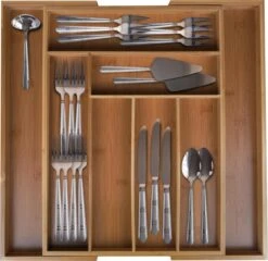 KitchenBrothers Bestekbak - Verstelbare Besteklade - 30 Tot 44.5cm - Bamboehout -Huishoudelijk Serviesgoed 1200x1164 2