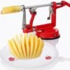 3-In-1 Appelmachine Rood - Appelboor, Appelschiller En Appelsnijder - Fruitsnijder - Groentesnijder - Klokhuis Verwijderaar - Fruitmachine - Keukenapparaat