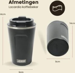 LaCardia Koffiebeker To Go Premium Zwart – Thermosbeker – Theebeker – 380ML – Herbruikbaar -Huishoudelijk Serviesgoed 1200x1171 11